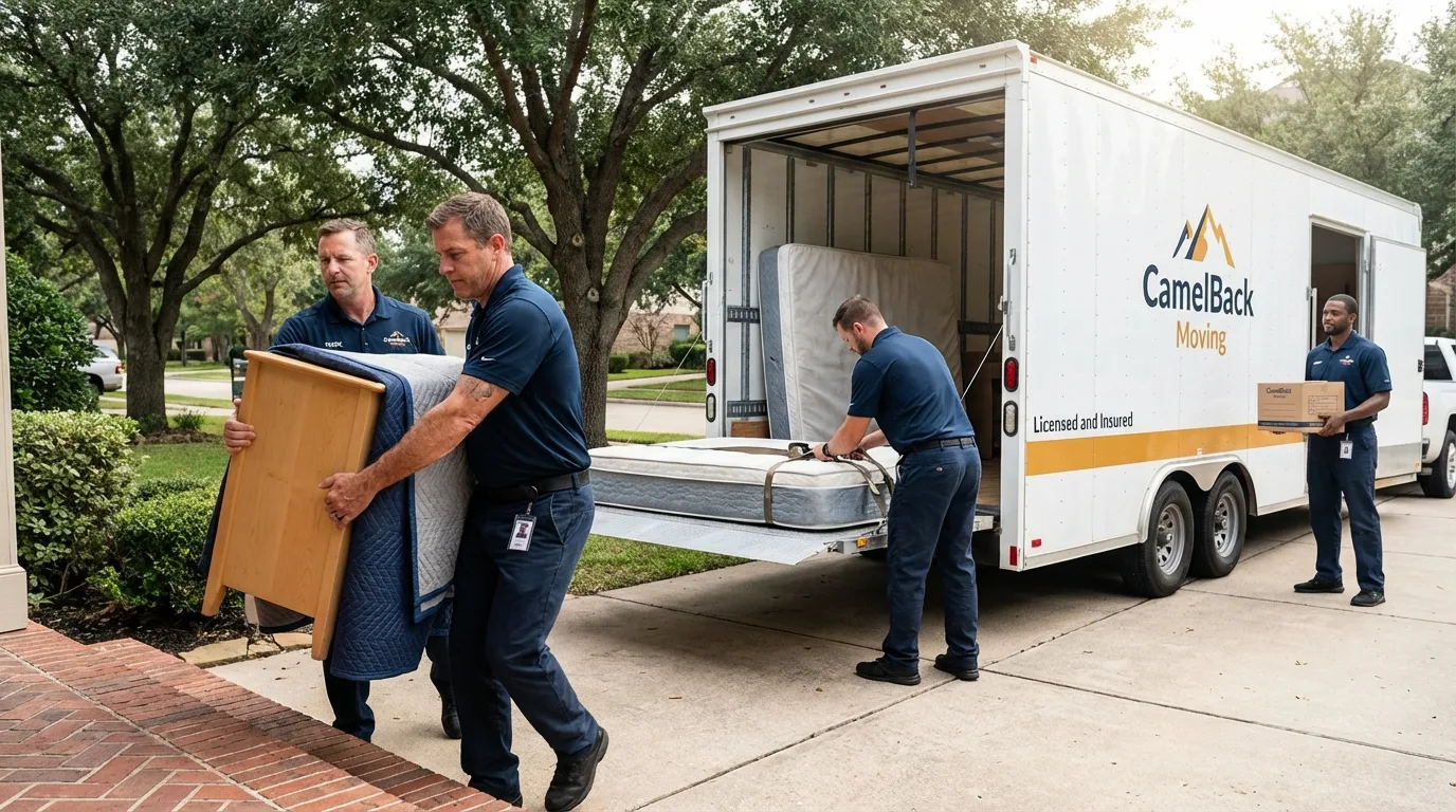 Crew loading residential truck for cross-state move from Norris City, IL