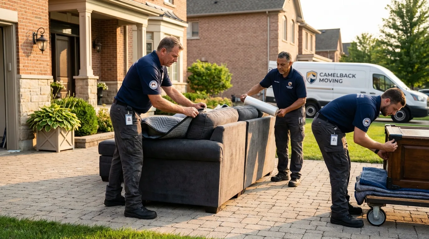 Large estate moving crew wrapping furniture in Norris City, IL