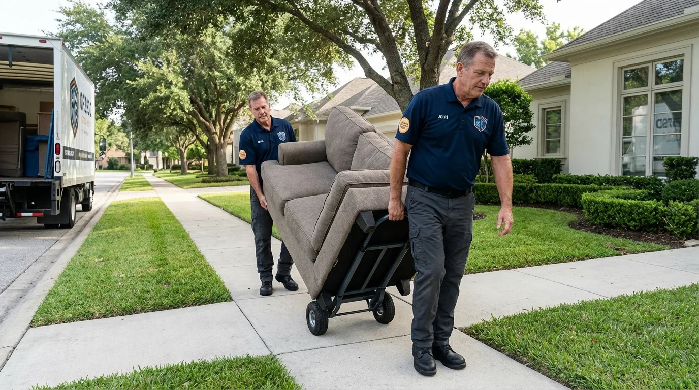 Local residential moving crew loading furniture in Norris City, IL