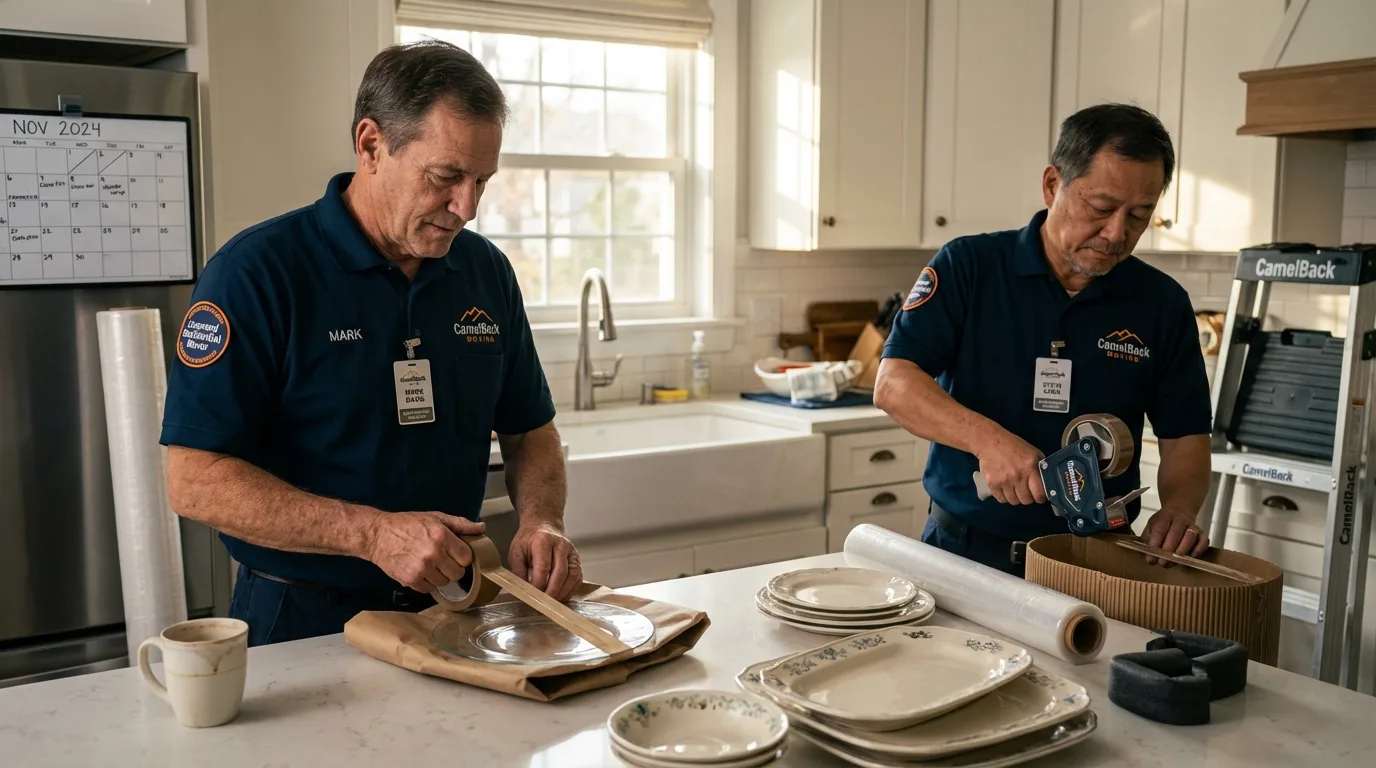Professional crew packing kitchen dishware in Norris City, IL